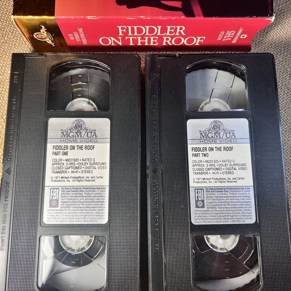 Fiddler on the Roof VHS 2 Tape Set 1971, 1988 Release - Picture 4 of 6